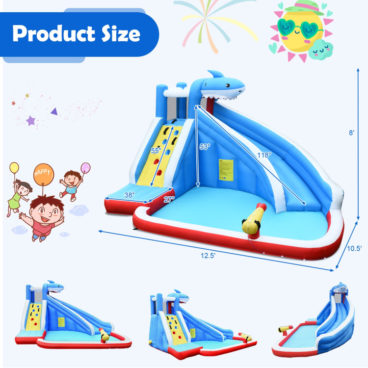 Inflatable Water Slide Shark Bounce House Castle Without BlowerCostway Gallery View 4 of 9