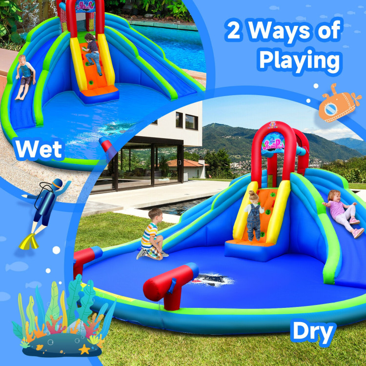Inflatable Waterslide Bounce House with Upgraded Handrail without BlowerCostway Gallery View 5 of 11
