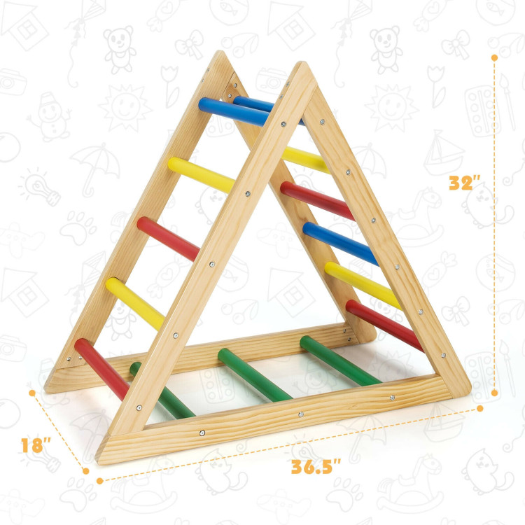 Climbing Triangle Ladder with 3 Levels for Kids-MulticolorCostway Gallery View 4 of 11