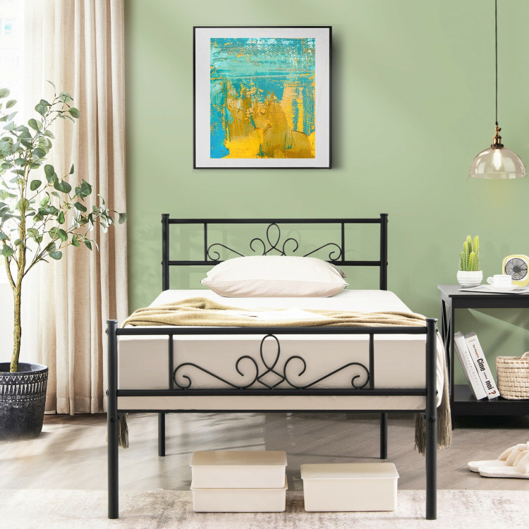 Twin/Full/Queen Size Metal Bed Frame with Headboard and Footboard-Twin SizeCostway Gallery View 6 of 9