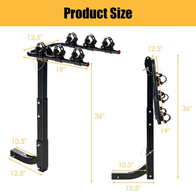 3/4-Bike Hitch Mount Rack with Safety Strap for Car Truck SUV-3-BikeCostway Gallery View 4 of 11