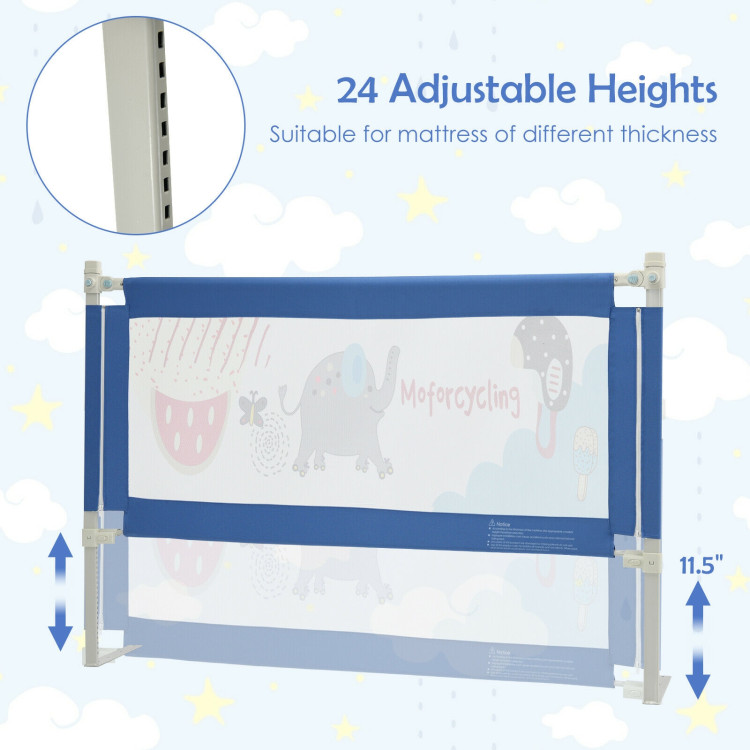 57 Inch Vertical Lifting Bed Guard Rails for Toddlers with Lock-BlueCostway Gallery View 6 of 11