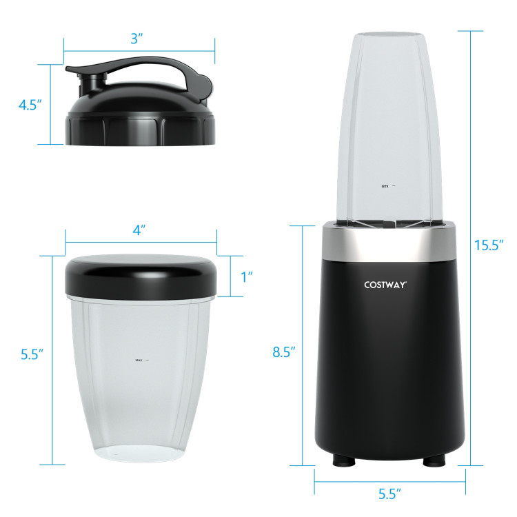 1000W Portable Blender with 6-Blade Design-BlackCostway Gallery View 4 of 13
