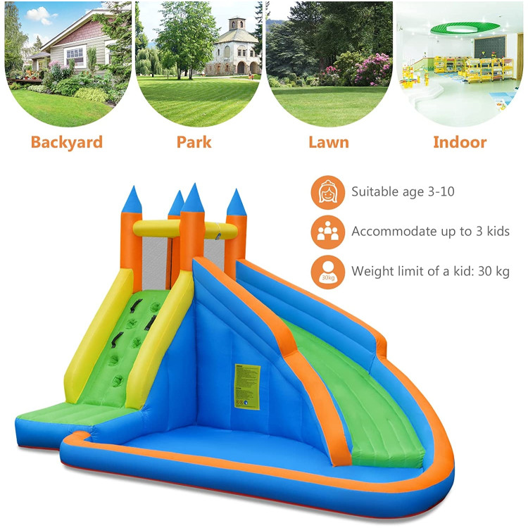 Kids Inflatable Water Slide Bouncing House with Carrying Bag and 480W BlowerCostway Gallery View 2 of 9