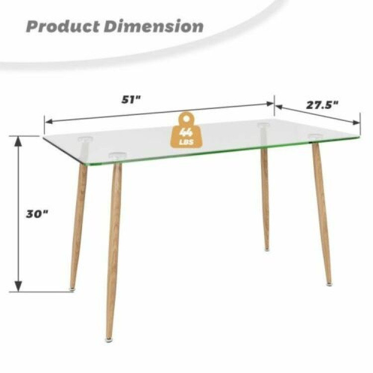 Glass Rectangular Dining Table with Metal Legs - Gallery View 5 of 12