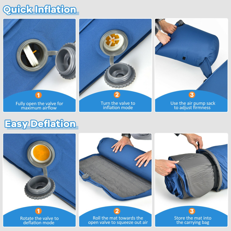 Self Inflating Folding Camping Sleeping Mattress with Carrying Bag-BlueCostway Gallery View 9 of 10