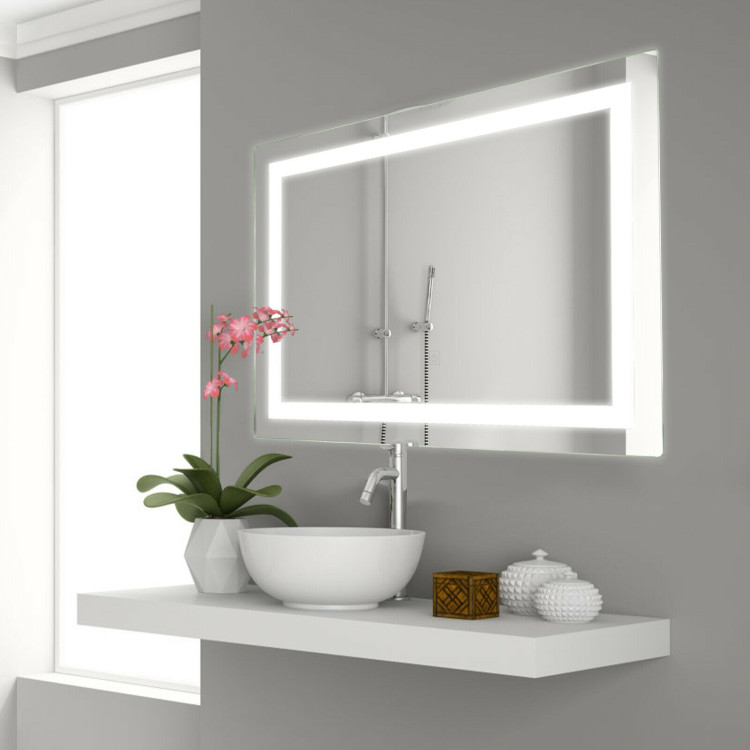 27.5 Inch LED Wall-Mounted Rect Bathroom Mirror with TouchCostway Gallery View 6 of 13