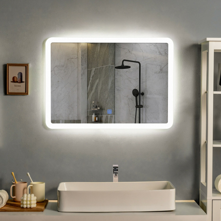 LED Wall-mounted Bathroom Rounded Arc Corner Mirror with TouchCostway Gallery View 6 of 11