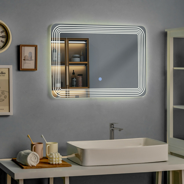 LED Bathroom Vanity Wall-Mount Mirror with Touch ButtonCostway Gallery View 8 of 12