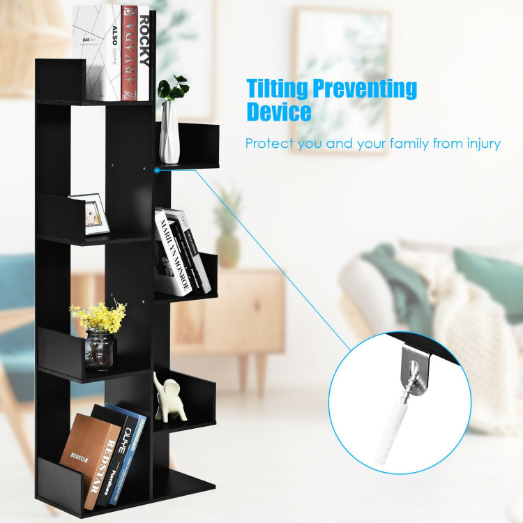 8-Tier Bookshelf Bookcase with 8 Open Compartments Space-Saving Storage Rack -BlackCostway Gallery View 5 of 12