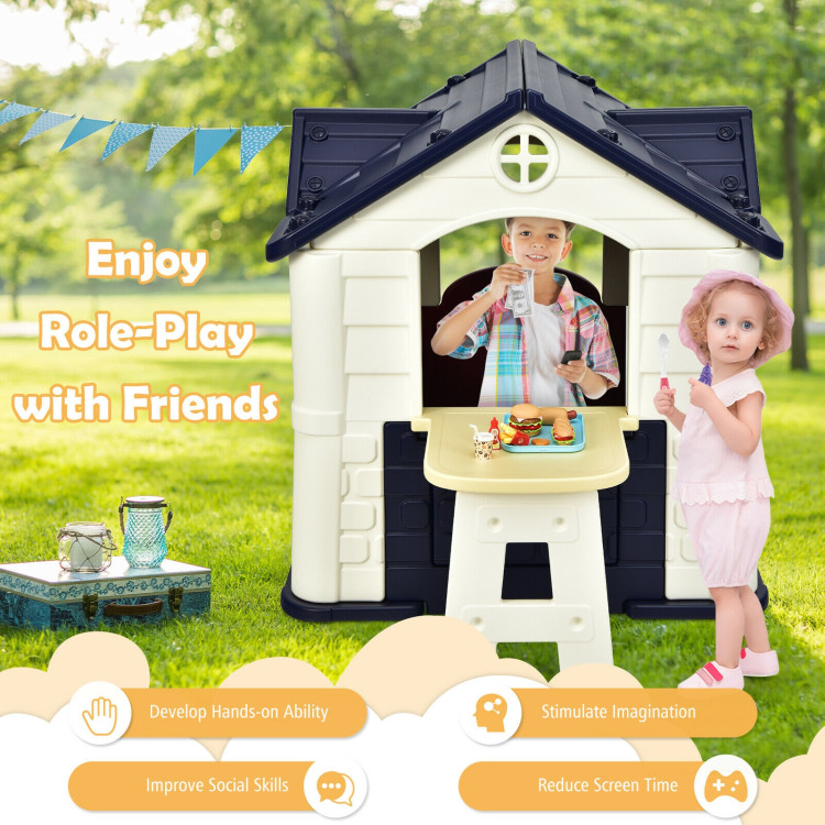 Kid’s Playhouse Pretend Toy House For Boys and Girls 7 Pieces Toy Set-BlueCostway Gallery View 8 of 10