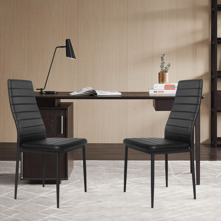 4 Pieces Modern Leather Dinning Chairs Set with Metal FrameCostway Gallery View 6 of 10