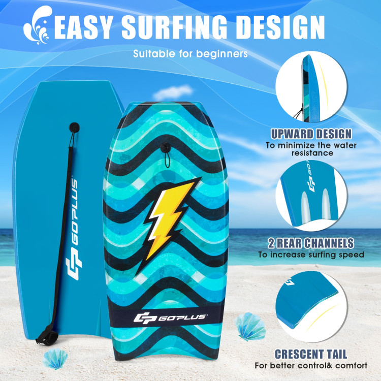 Lightweight Bodyboard with Wrist Leash for Kids and Adults-MCostway Gallery View 9 of 9