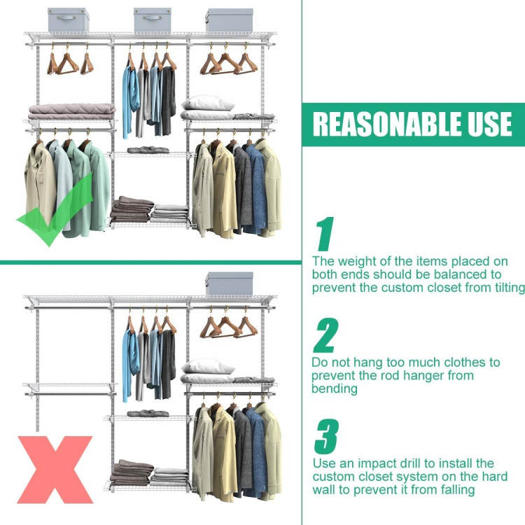 Adjustable Wall Mounted Closet Rack System with ShelfCostway Gallery View 6 of 11