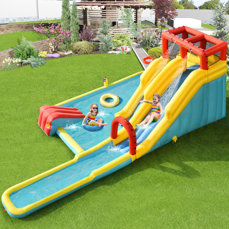 Inflatable Dual Slide Water Park Climbing Bouncer with 735W Air BlowerCostway Gallery View 7 of 12