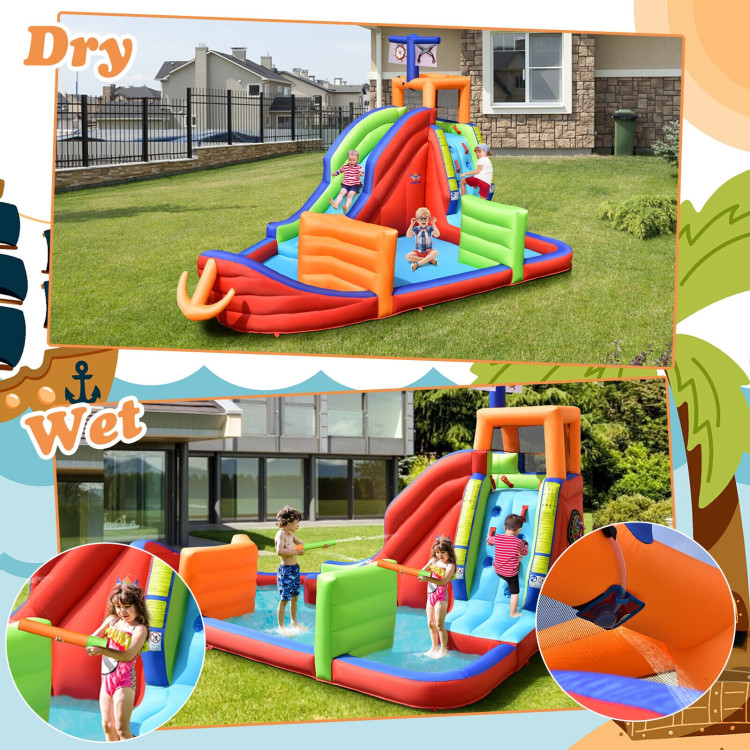 6-in-1 Kids Pirate Ship Water Slide Inflatable Bounce House with Water Guns Without BlowerCostway Gallery View 7 of 10