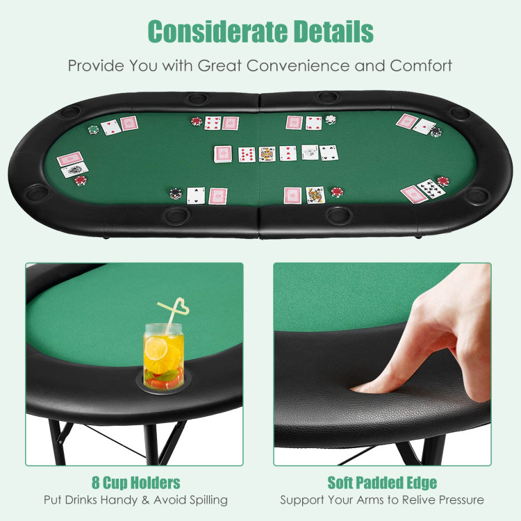 8 Players Texas Holdem Foldable Poker TableCostway Gallery View 5 of 8