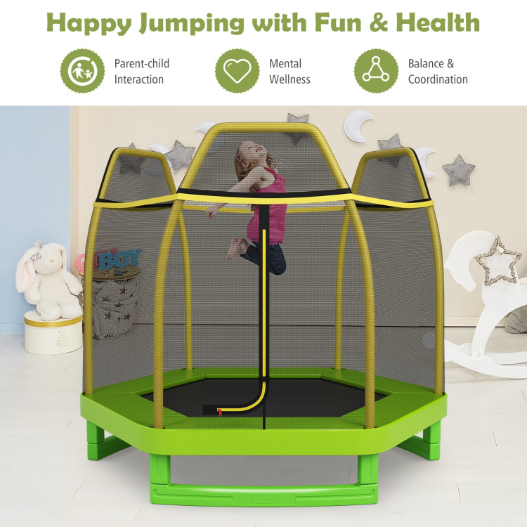 7 Feet Kids Recreational Bounce Jumper Trampoline-GreenCostway Gallery View 5 of 10