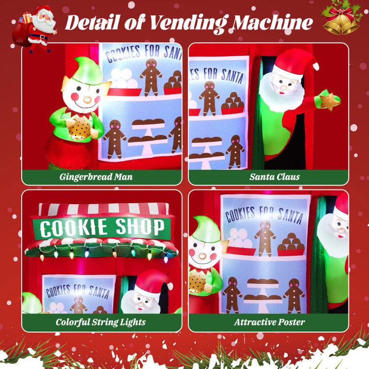 6.3 Feet Inflatable Gingerbread Cookie Shop with Santa ClausCostway Gallery View 10 of 10
