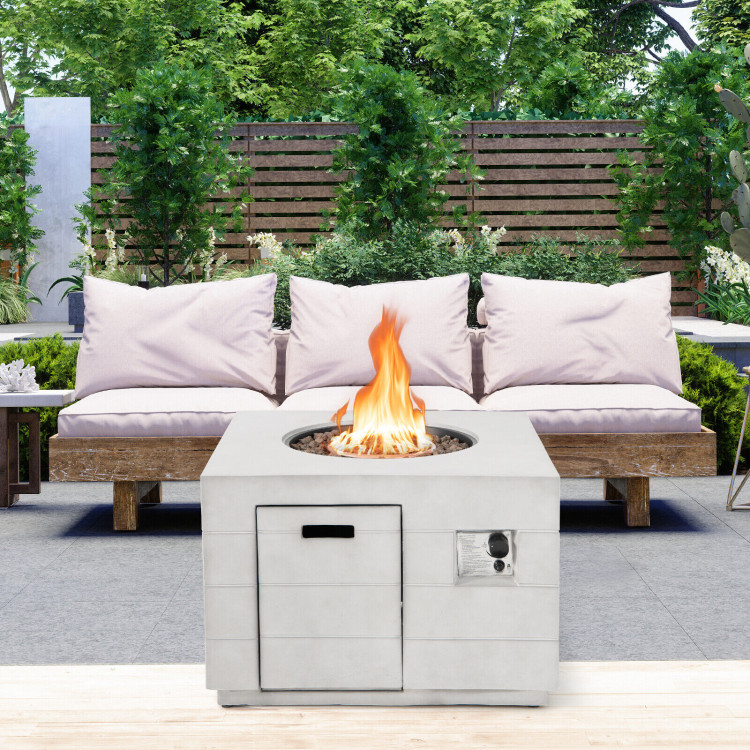 34 Inch Square Concrete Propane Fire Pit Table with Lava Rocks and Cover 50,000 BTU-GrayCostway Gallery View 7 of 9