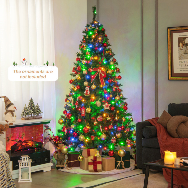 7 Feet Pre-Lit Hinged Christmas Tree with 350 Multi-Color LightsCostway Gallery View 6 of 11