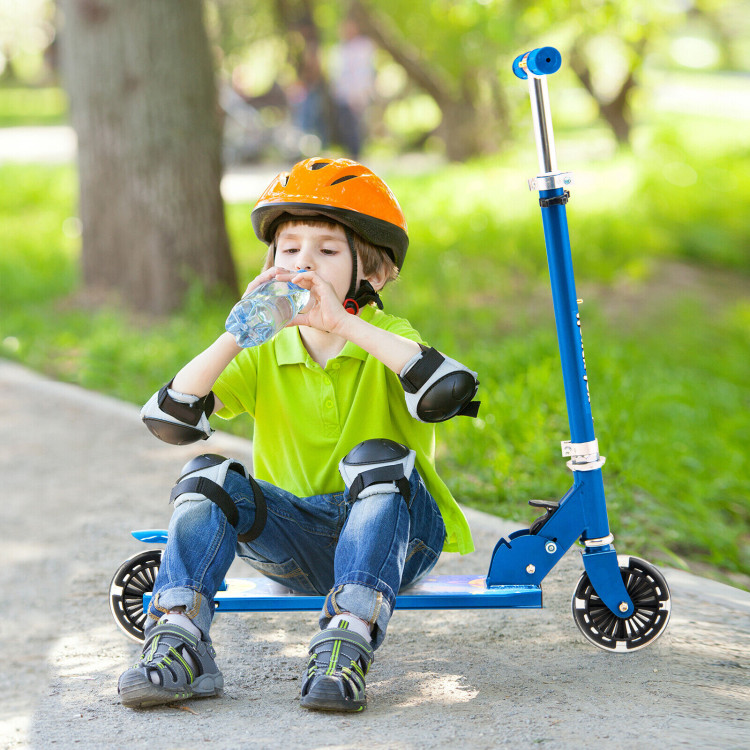 Folding Kick Scooter with 3 Adjustable Heights for Kids-BlueCostway Gallery View 7 of 8