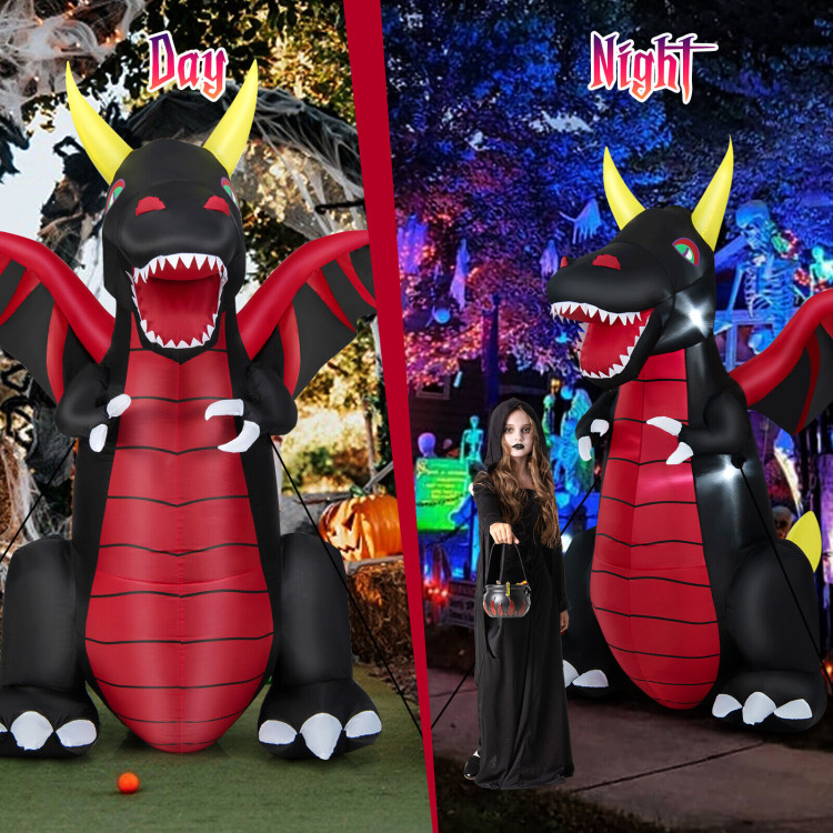 8 Feet Halloween Inflatable Fire Dragon  Decoration with LED LightsCostway Gallery View 5 of 10