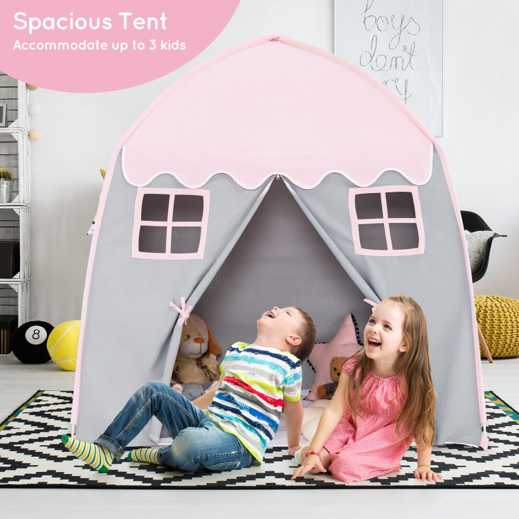 Portable Indoor Kids Play Castle Tent-PinkCostway Gallery View 8 of 11