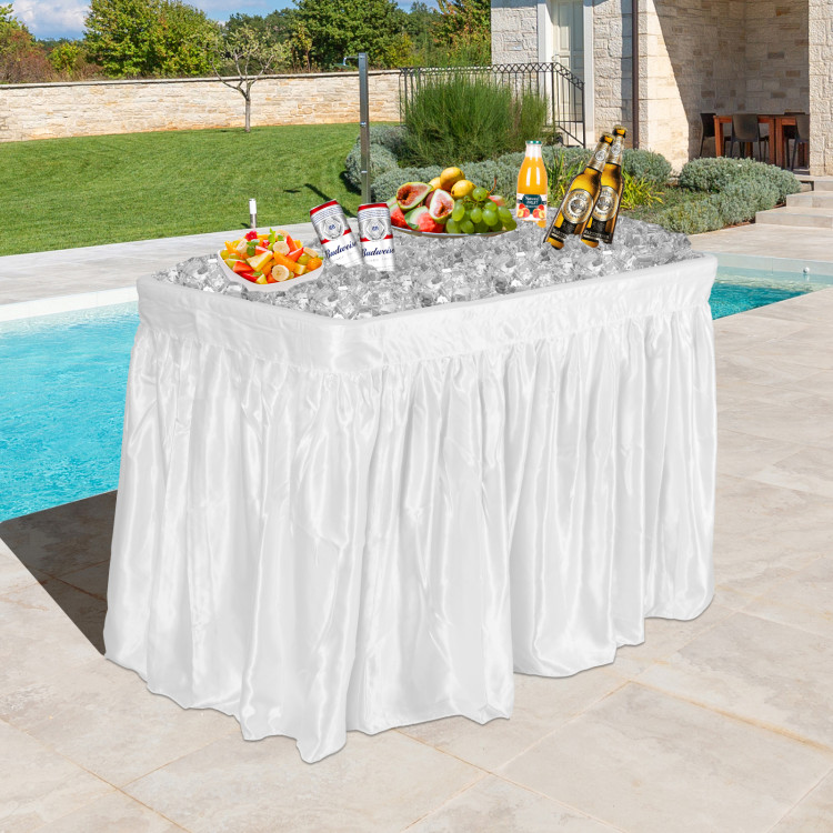 4 Feet Plastic Party Ice Folding Table with Matching SkirtCostway Gallery View 7 of 11