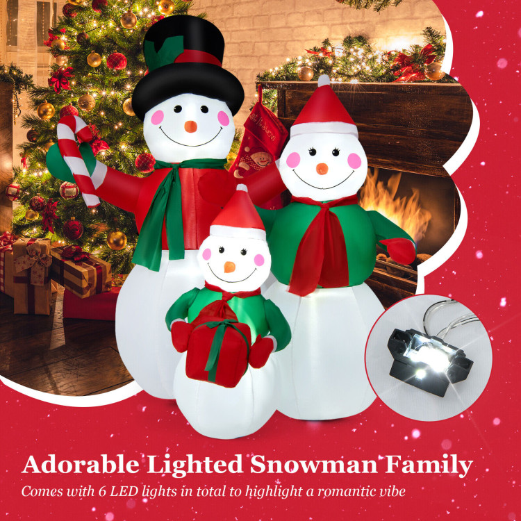 Inflatable Christmas Snowman Family Decoration with LED LightsCostway Gallery View 9 of 10