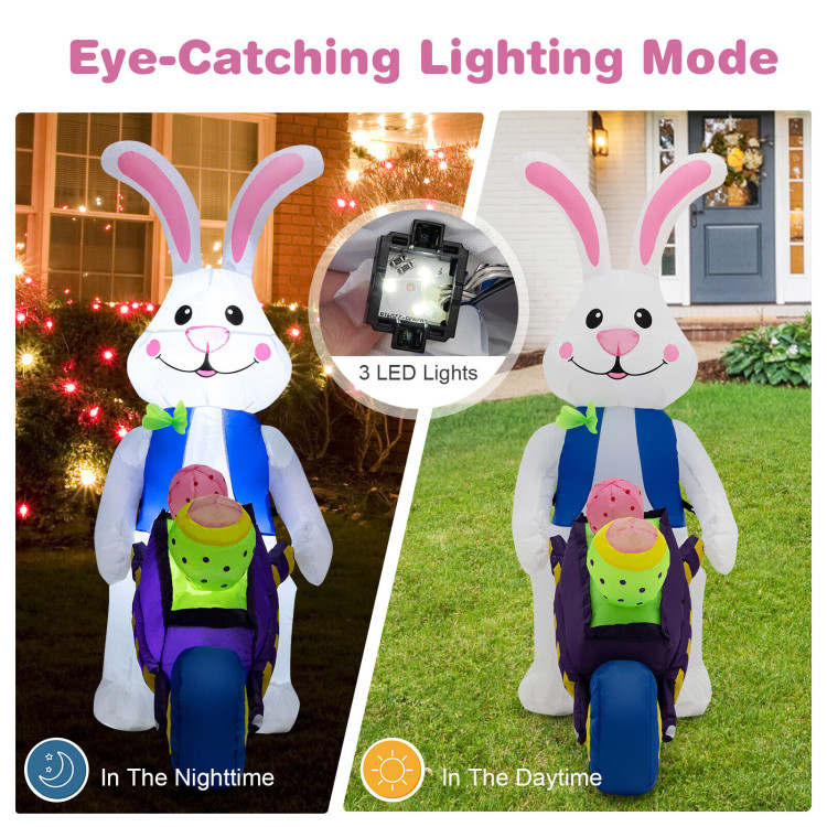 Inflatable Easter Rabbit Decoration with Pushing CartCostway Gallery View 9 of 10