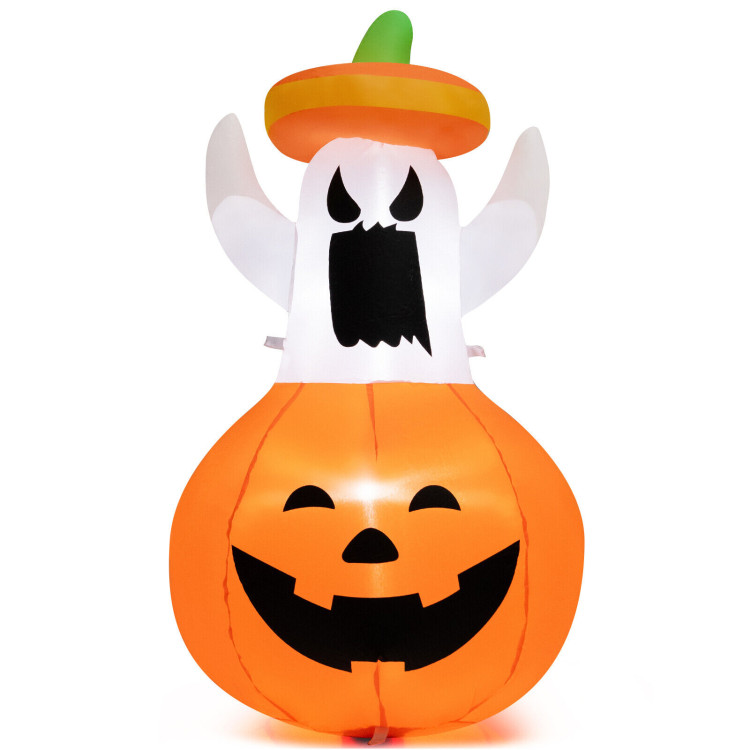 Inflatable Halloween Ghost Decoration with Hat and Pumpkin LanternCostway Gallery View 1 of 10