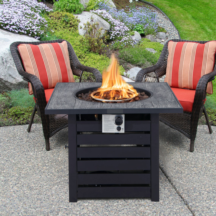 Square Propane Fire Pit Table with Lava Rocks and Rain CoverCostway Gallery View 7 of 10