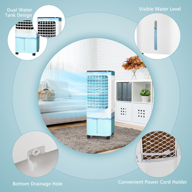 4-in-1 Evaporative Air Cooler with 12L Water Tank and 4 Ice Boxes-WhiteCostway Gallery View 10 of 11