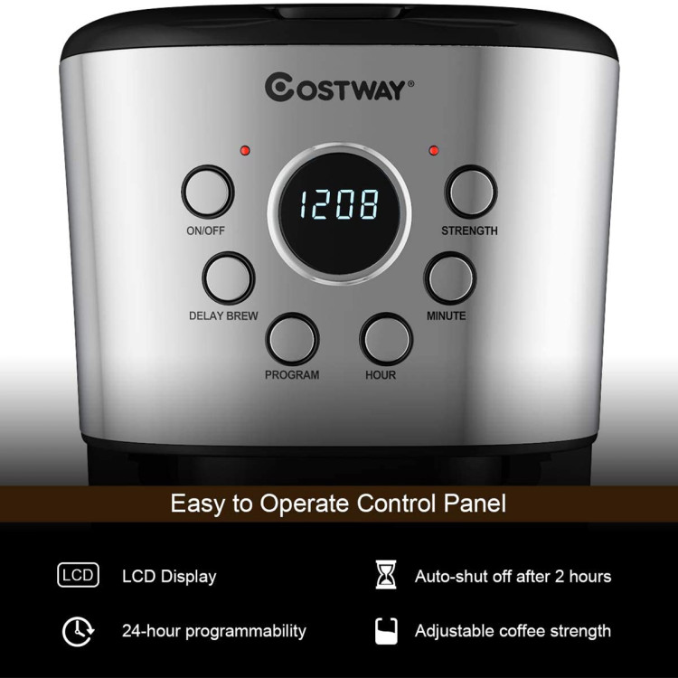 12-cup LCD Display Programmable Coffee Maker Brew MachineCostway Gallery View 8 of 9