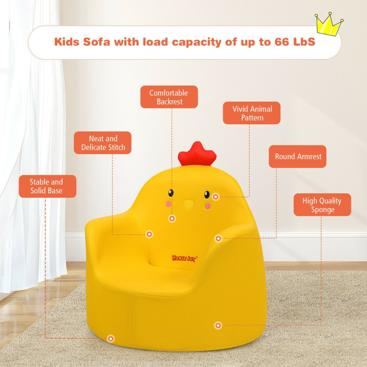 Kids Cartoon Sofa Seat Toddler Children Armchair Couch-YellowCostway Gallery View 9 of 12