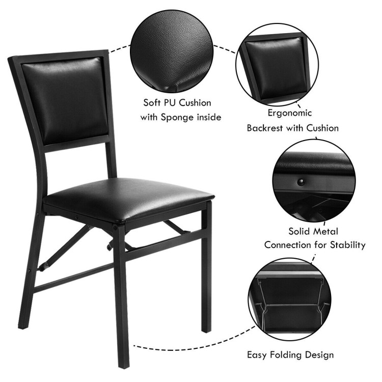 Set of 2 Metal Folding Dining Chair with Space Saving DesignCostway Gallery View 14 of 14