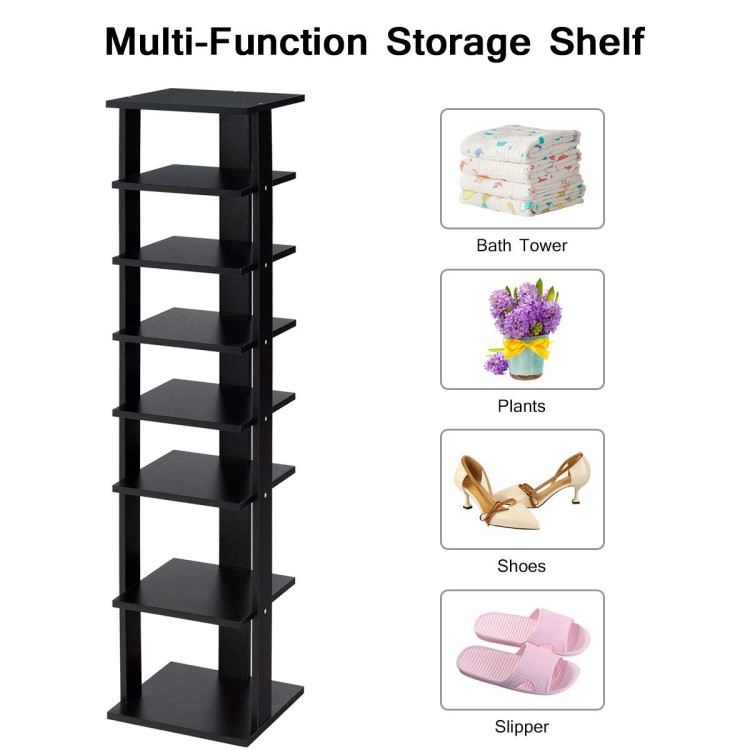 7-Tier Shoe Rack Practical Free Standing Shelves Storage Shelves-BlackCostway Gallery View 3 of 9