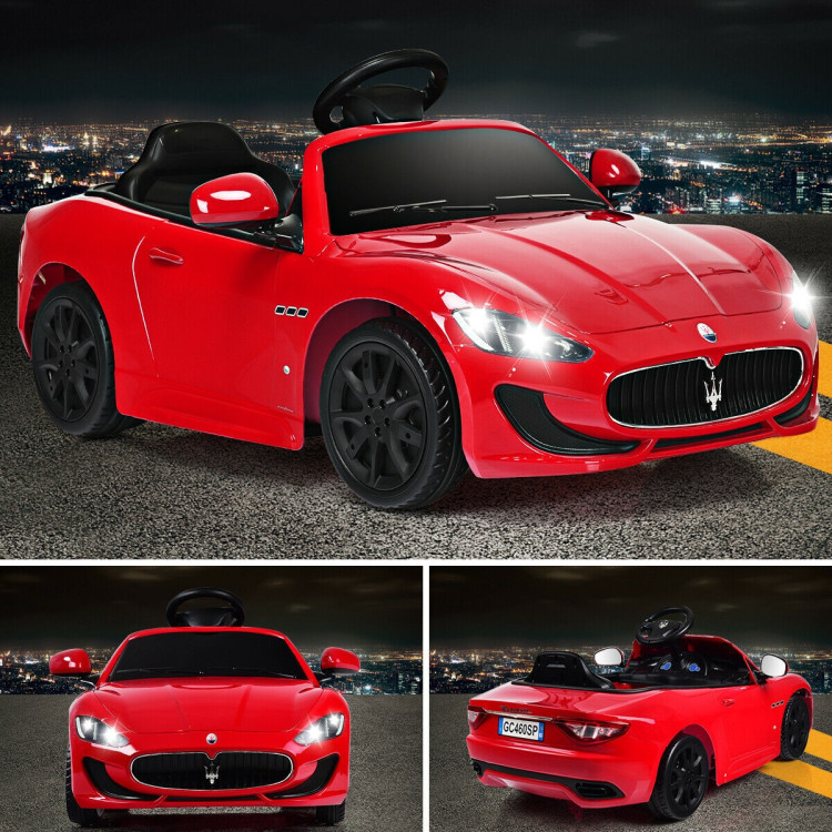Licensed Maserati GranCabrio 12v Battery Powered Vehicle with Remote Control and LED LightsCostway Gallery View 3 of 10
