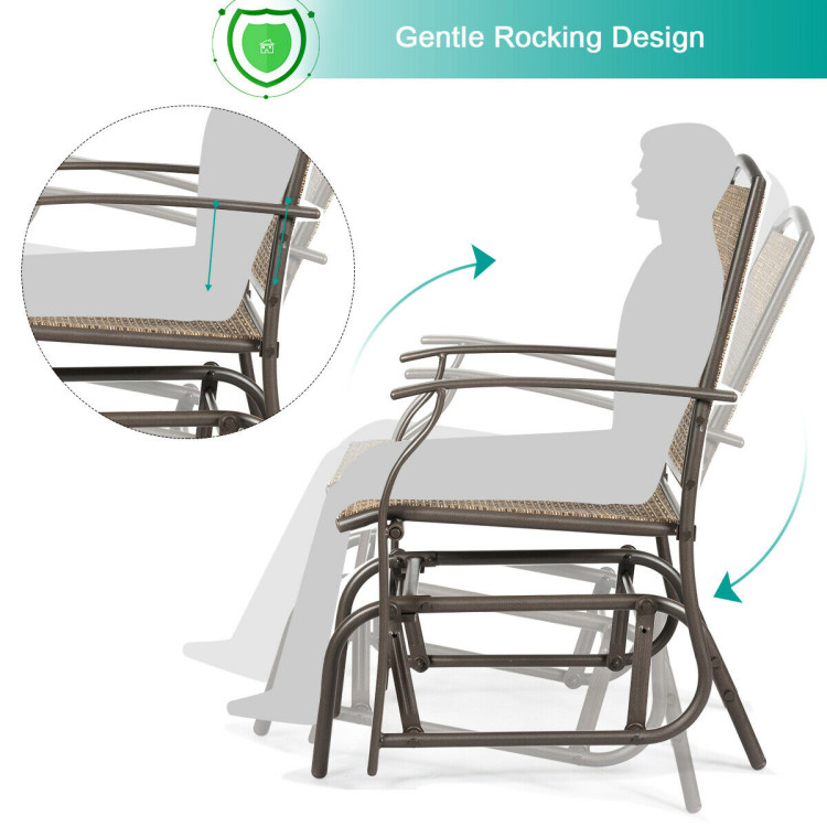 2 Pieces Patio Swing Single Glider Chair Rocking SeatingCostway Gallery View 7 of 13