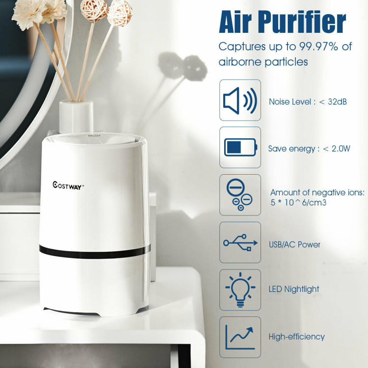 Mini Ionic  3-in-1 Composite HEPA Air PurifierCostway Gallery View 12 of 16