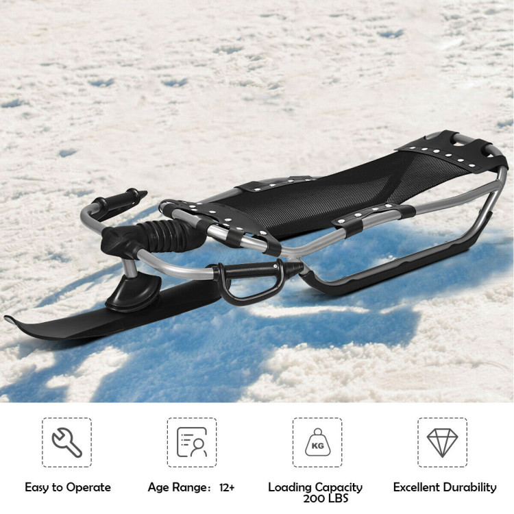 Snow Racer Sled with Textured Grip Handles and Mesh SeatCostway Gallery View 3 of 12
