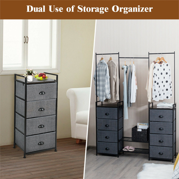 3-in-1 Portable Multifunctional  Dresser with 8 Fabric Drawers and Metal RackCostway Gallery View 7 of 20
