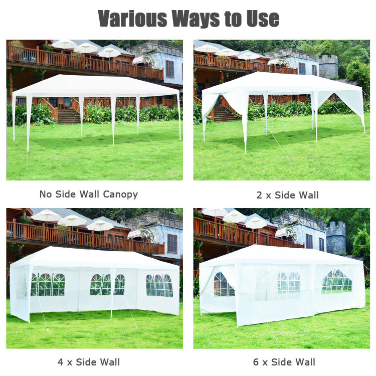 10 x 20 Feet 6 Sidewalls Canopy Tent with Carry Bag-WhiteCostway Gallery View 12 of 13