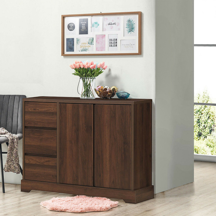 Buffet Sideboard Storage Console Table with 3 Drawers and 2-Door CabinetsCostway Gallery View 6 of 12