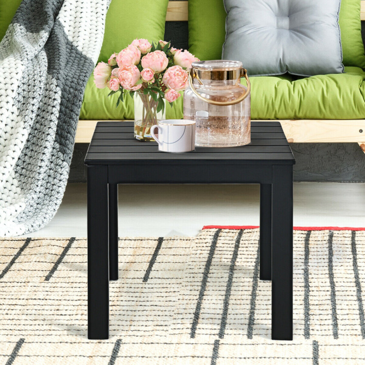 Wooden Square Patio Coffee Bistro Table-BlackCostway Gallery View 6 of 12