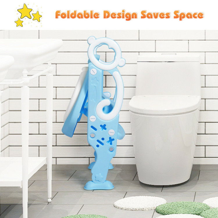 Adjustable Foldable Toddler Toilet Training Seat Chair-BlueCostway Gallery View 11 of 12