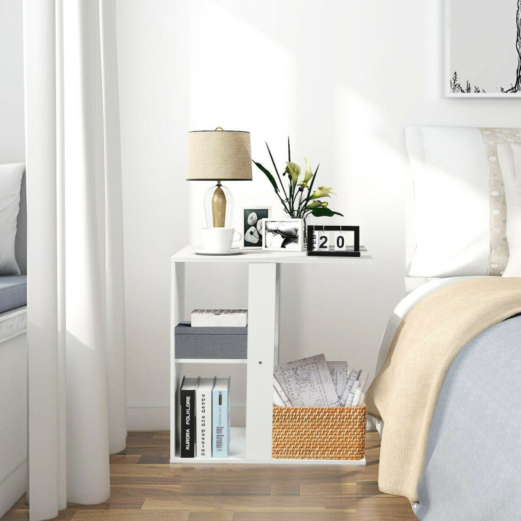3-Tier Narrow Side Table with Storage ShelfCostway Gallery View 9 of 11