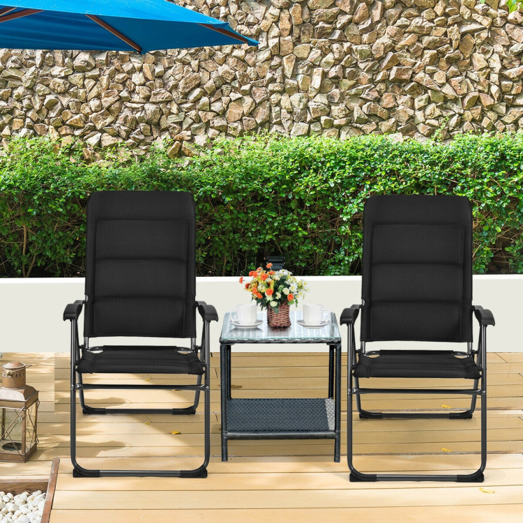 2 Pieces Outdoor Folding Patio Chairs with Adjustable Backrests for Bistro and Backyard-BlackCostway Gallery View 6 of 12