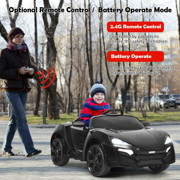 12V 2.4G RC Electric Vehicle with Lights-BlackCostway Gallery View 3 of 13